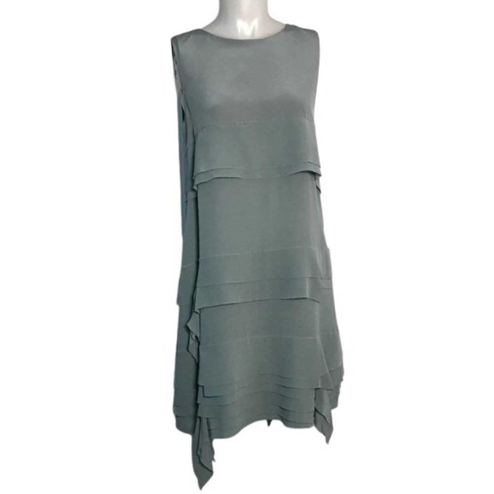 ERIKA CAVALLINI mint green silk tiered sleeveless dress size 4 made‎ in Italy